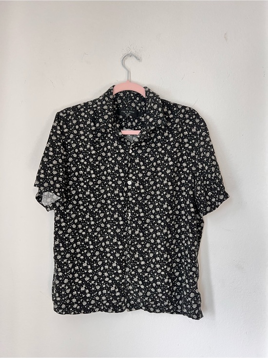 rag & bone Tops - Rag & Bone Black Floral Button-Front Short Sleeve Viscose Top Size Medium